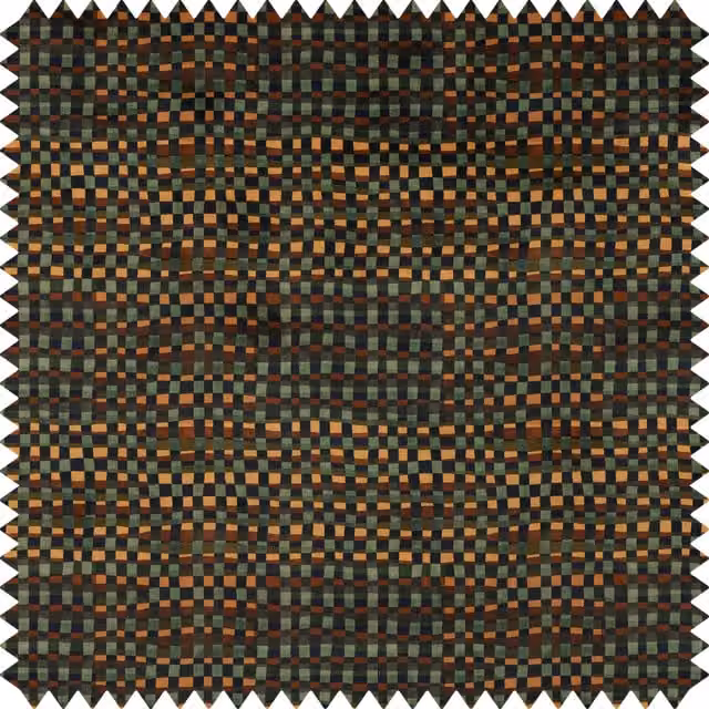 House of Hackney Martello Check Velvet Fabric in Bark and Multicolour Brown