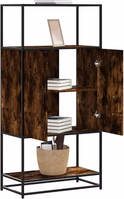 Berkfield Home Smoked Oak Highboard in Brown, W/D/H: 68 x 35 x 139 cm – 1
