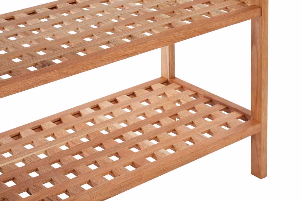 Orsina Arla 2 Tier Walnut Wood Grid Design Stackable Shoe Rack in Brown – 3