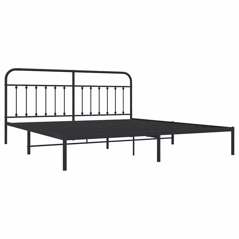 Berkfield Home Metal Bed Frame with Headboard in Black, 200 x 200 cm