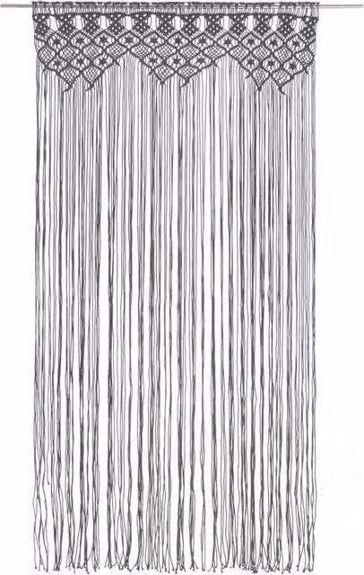 Berkfield Home Macrame Cotton Curtain in Anthracite Grey, W: 140 cm, H: 240 cm – 1