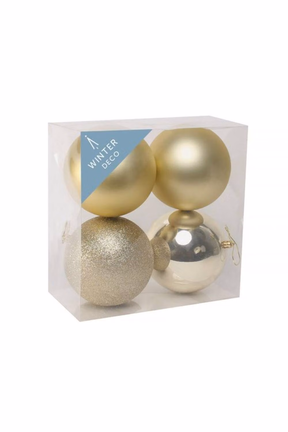 KDMD Gold Shatterproof Champagne Christmas Baubles, 4 Pack, Diameter: 12 cm – 2