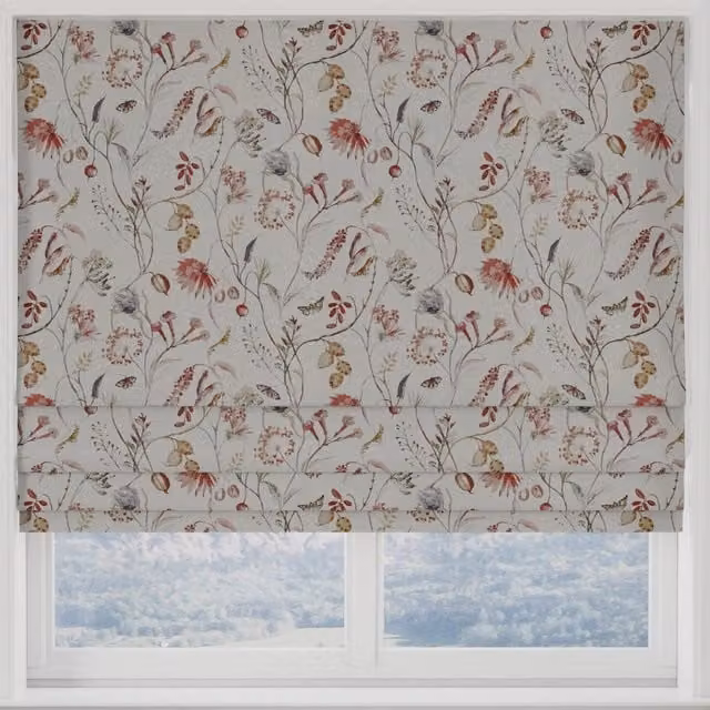 Terrys Blackout Floral Roman Blind in Red and Multicolour