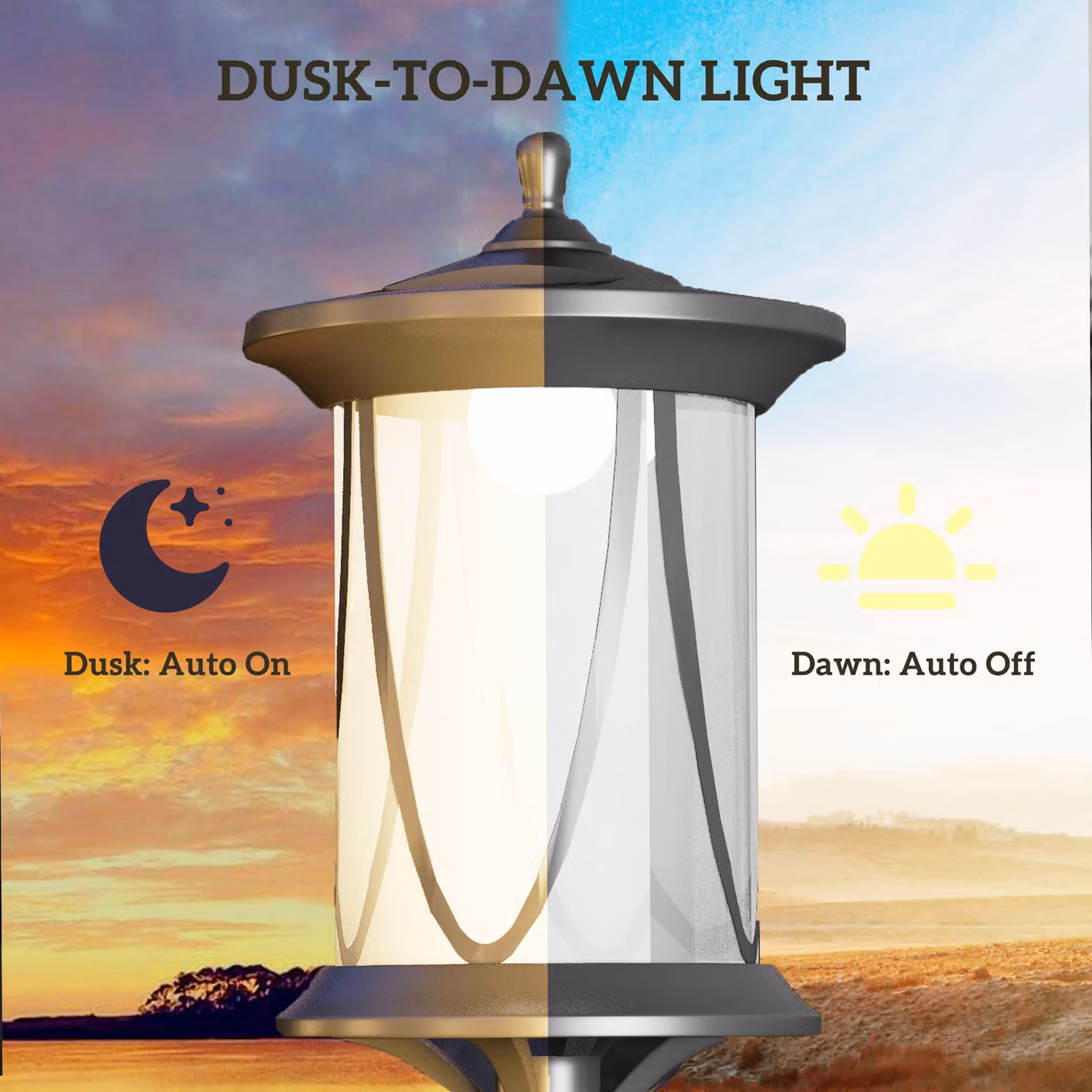 Outsunny Solar LED Lamp Post Light in Black with Cool White Light, IP44 Waterproof Outdoor Street Lantern for Garden and Pathways, Height: 130 cm – 4