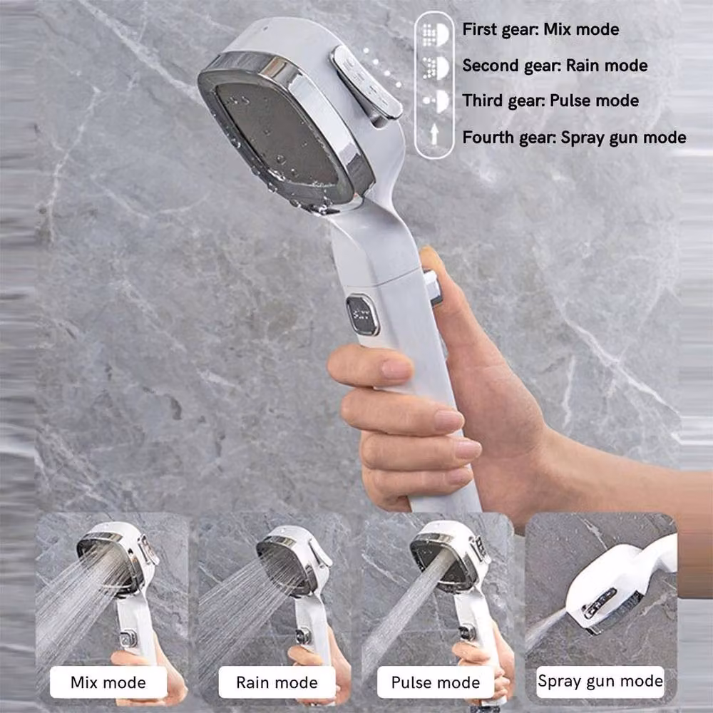NESTLUNE White Matt Water-Saving High Pressure Shower Head with 4 Spray Modes – 2