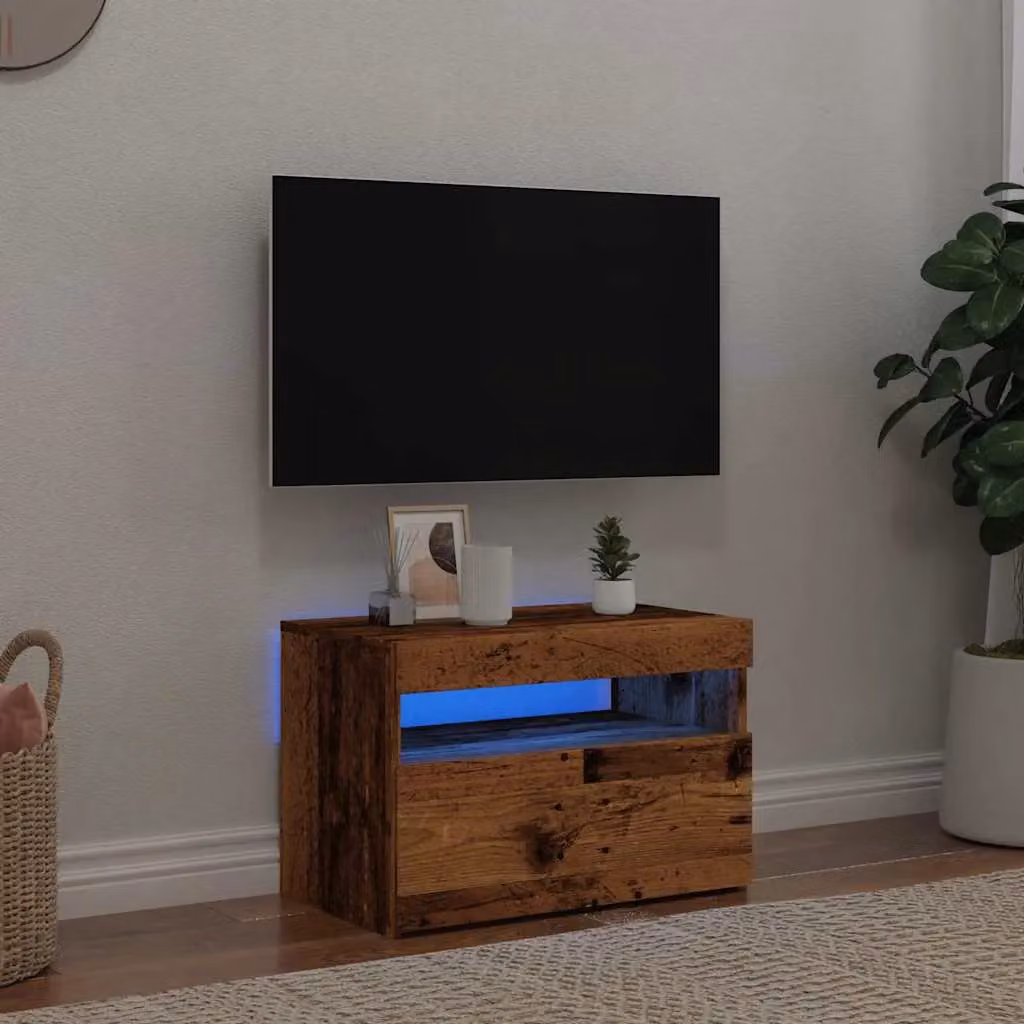 Berkfield Home Modern TV Cabinet with Integrated LED Lights in Brown, W/D/H: 60 x 35 x 40 cm – 5