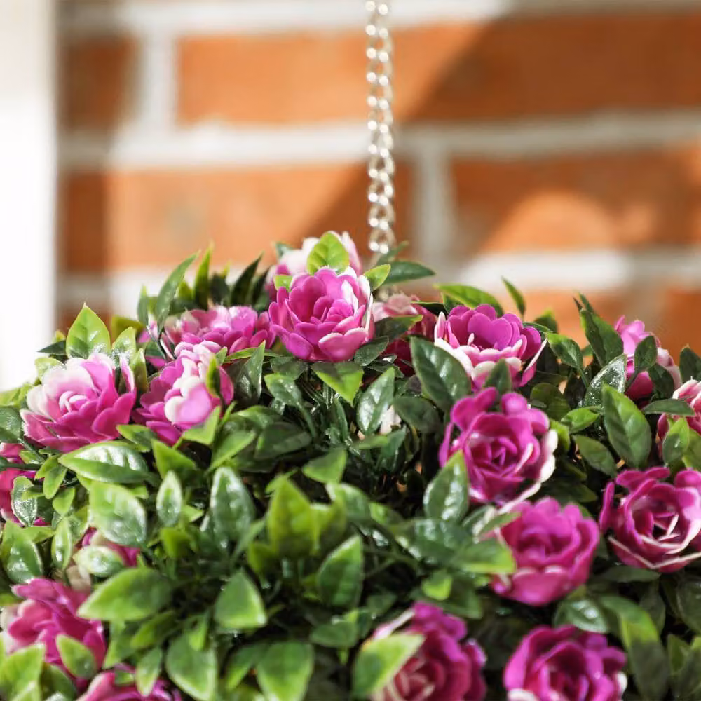 Wyld Haus Liso Set of 2 Purple UV Resistant Artificial Rose Topiary Balls, Diameter: 28 cm – 6