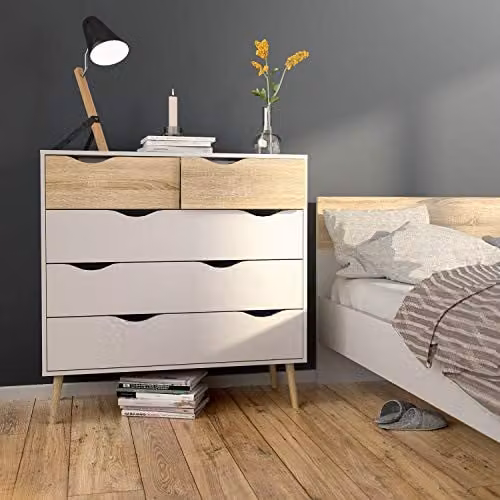 Furniture To Go Oslo 5 Drawer Chest in White and Oak – 2