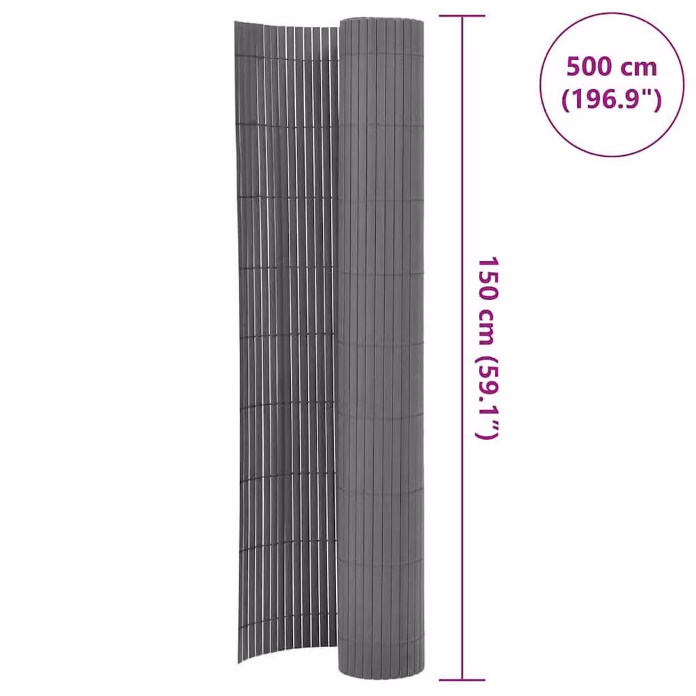 Berkfield Home Double-Sided Grey PVC Garden Fence, H: 150 cm, W: 500 cm – 4