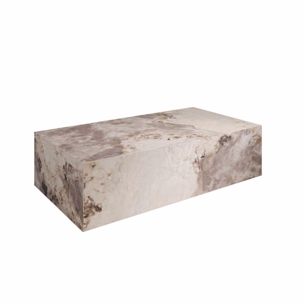 Wyld Haus Dingle Pandora Rectangular Coffee Table in Brown and Beige Marble Effect – 2