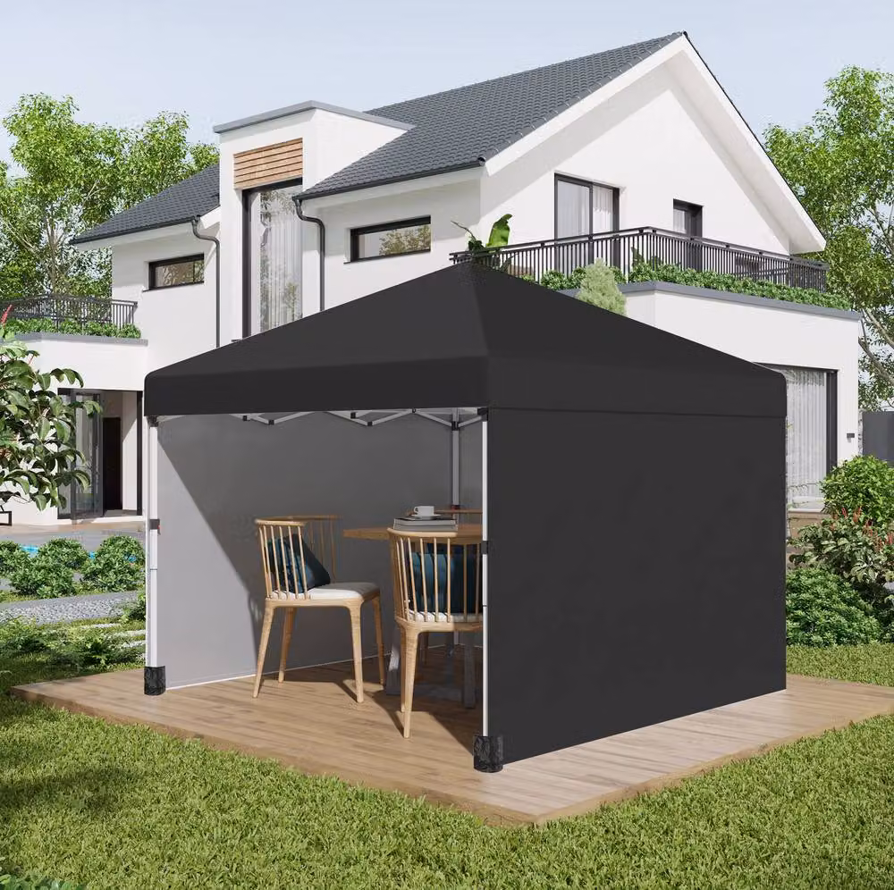 STILVORA Pop-Up Gazebo with 2 Sidewalls, Black, W/D/H: 300 x 300 x 285 cm – 2