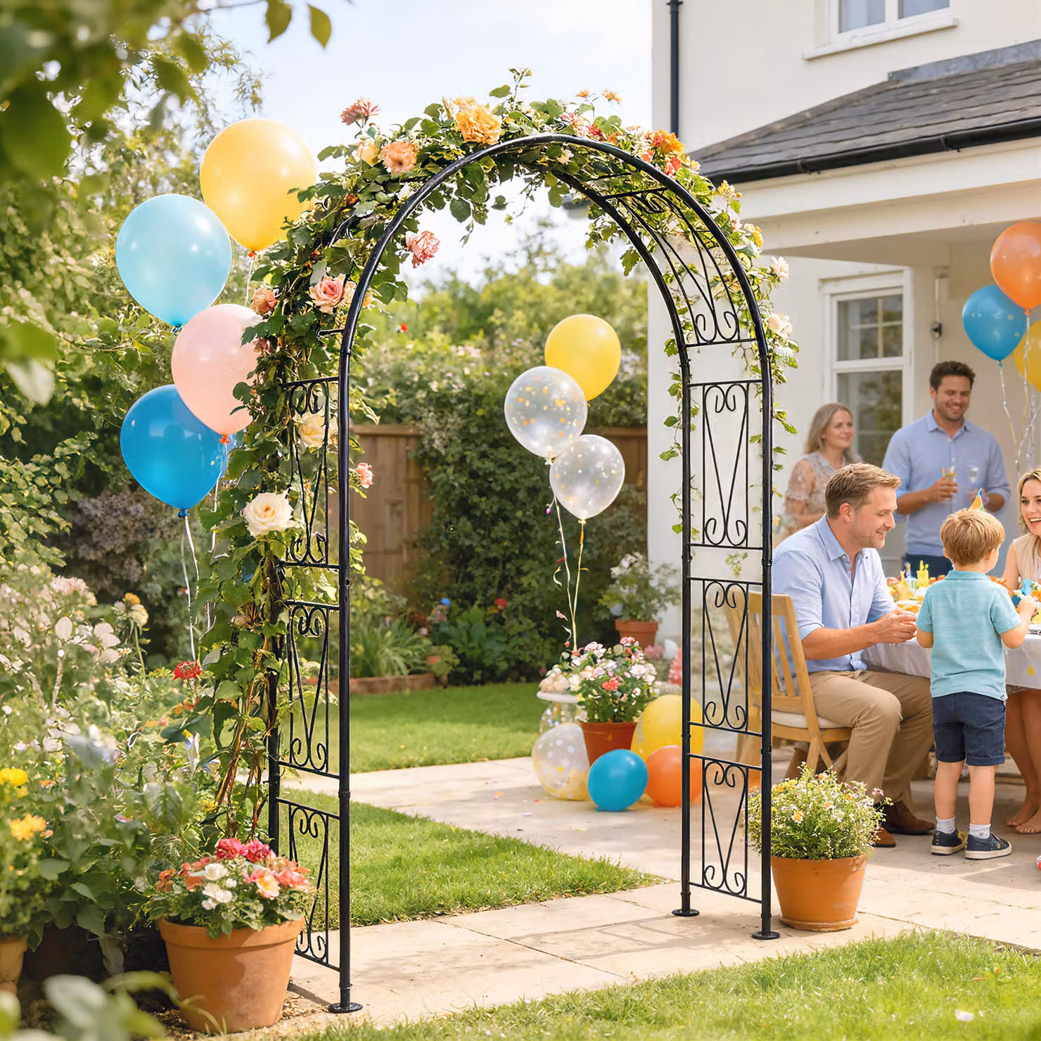 Outsunny Black Metal Garden Arch Trellis for Climbing Plants, W/D/H: 155 x 40 x 246 cm – 6