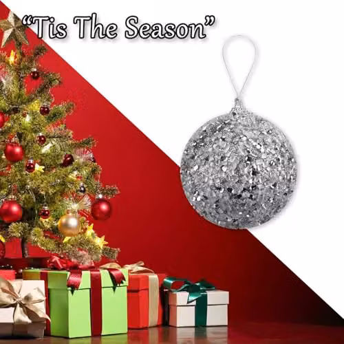 VFM e-Store Silver Christmas Hanging Bauble Decoration, H 22 cm x W 8 cm – 4