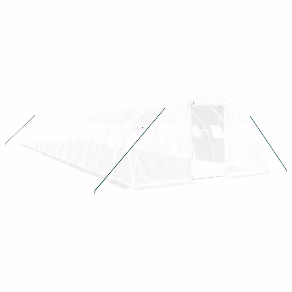 Berkfield Home Freestanding Steel Frame Greenhouse in White, W/D/H: 14 x 4 x 2 m – 2