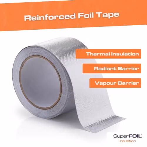 SuperFOIL Silver Aluminium Composite Reinforced Reflective Peel and Stick Foil Tape, W: 7.5 cm, L: 20 m – 2