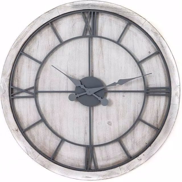 Hill Interiors Williston Round Analog Quartz Wall Clock in White