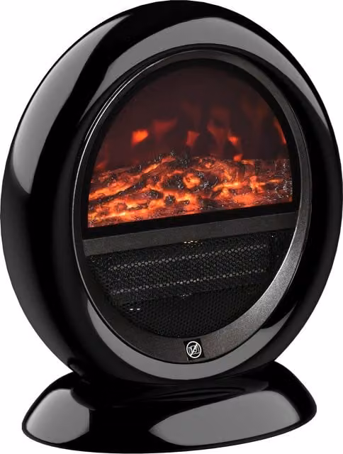 HOMCOM Freestanding Electric Fireplace Heater with Realistic Flame Effect, 1500W, Black – 1