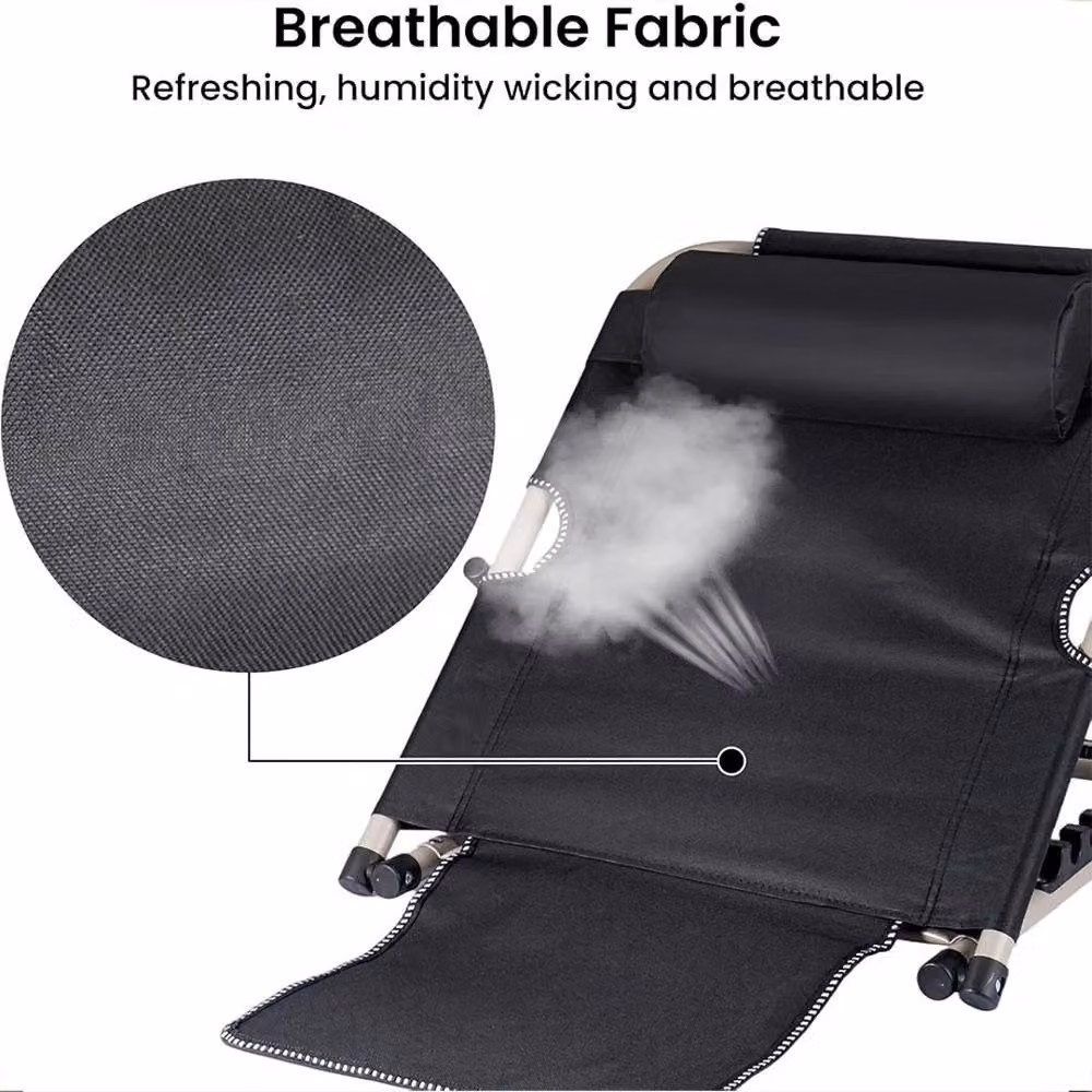 VOGREX Foldable Backrest Recliner Support Chair in Black – 5