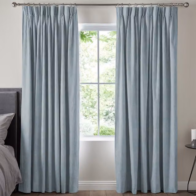 Terrys Florence Made to Measure Sky Blue Velvet Opaque Fabric Curtain Panel