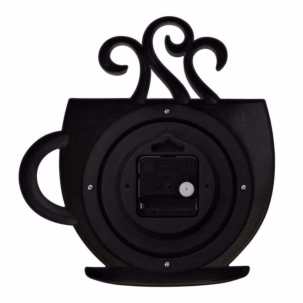 HOMETIME Vintage Coffee Cup Shaped Analog Quartz Wall Clock in Black and Multicolour – 2
