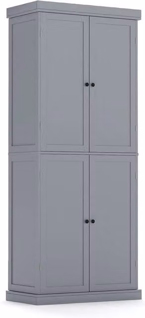 KORVIXA Grey Tall Buffet Cabinet with Hinged Doors and Internal Shelves, H 184 cm x W 100 cm x D 100 cm