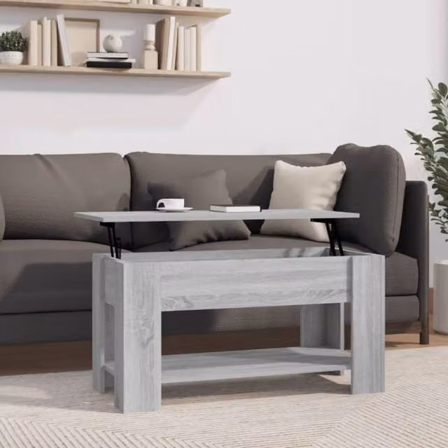 Berkfield Home Grey Sonoma Coffee Table with Lift Mechanism, W: 101 cm, D: 49 cm, H: 52 cm