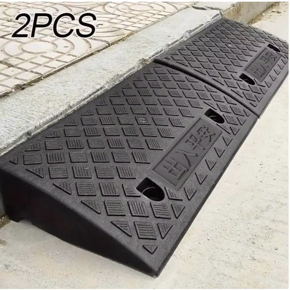 NESTLUNE Pack of 2 Non-Slip Rubber Threshold Entry Ramps, Black, W: 100 cm, D: 40 cm – 2