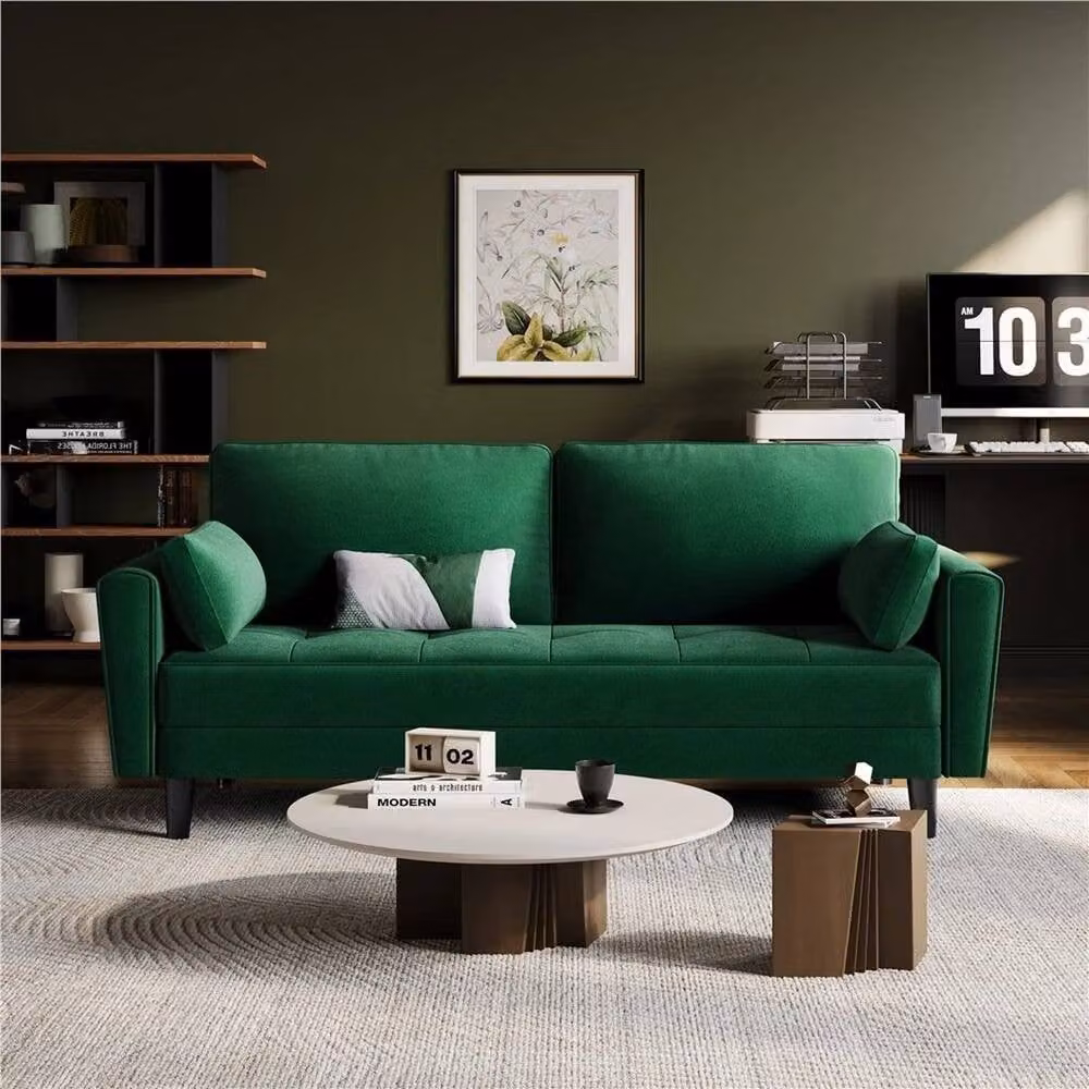 NESTLUNE Green Fabric 2 Seater Upholstered Sofa – 5