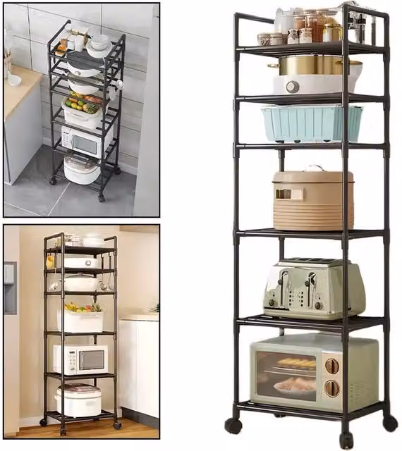 VOGREX 6 Tier Heavy Duty Metal Storage Rack in Black – 1