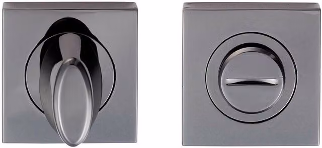 Loops Bathroom Thumbturn Lock and Release Handle with Square Rose in Black Nickel and Grey – 2