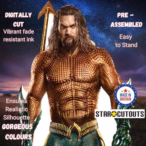Star Cutouts Aquaman Jason Momoa Cardboard Cutout in Blue and Multicolour, Height: 194 cm – 5