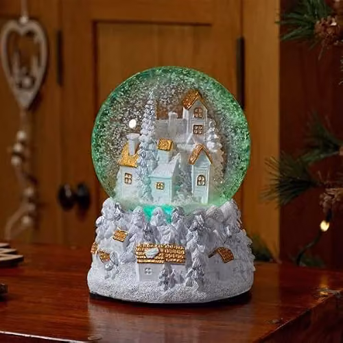 Three Kings Musical Christmas Village Auto Swirling Snow Globe with Colour Changing LEDs, Height: 18 cm – 1