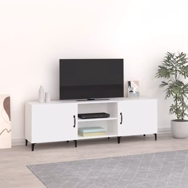 Berkfield Home Classic White TV Cabinet with Media Compartments, W/D/H: 150 x 30 x 50 cm – 1