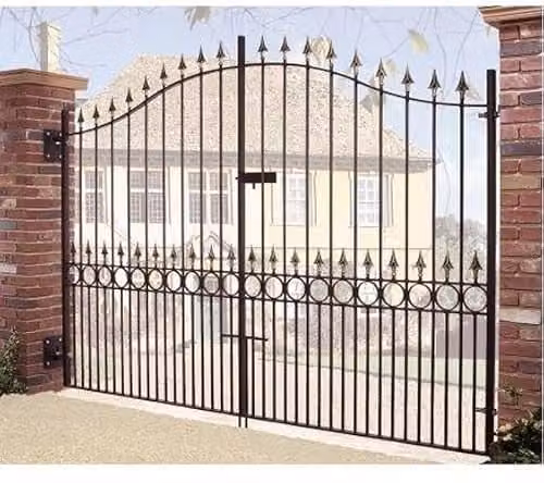 Burbage Iron Craft Balmoral Spear Top Tall Bow Top Double Swing Gate in Black, W: 243.8 cm, H: 208.2 cm