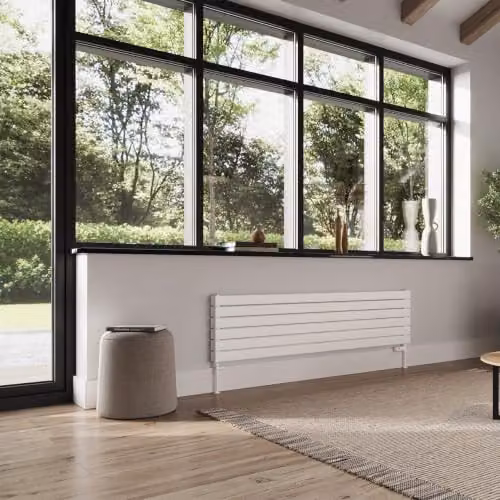 UK Radiators Typhoon Axis White Horizontal Designer Double Panel Radiator W: 160 cm, H: 40.8 cm – 2
