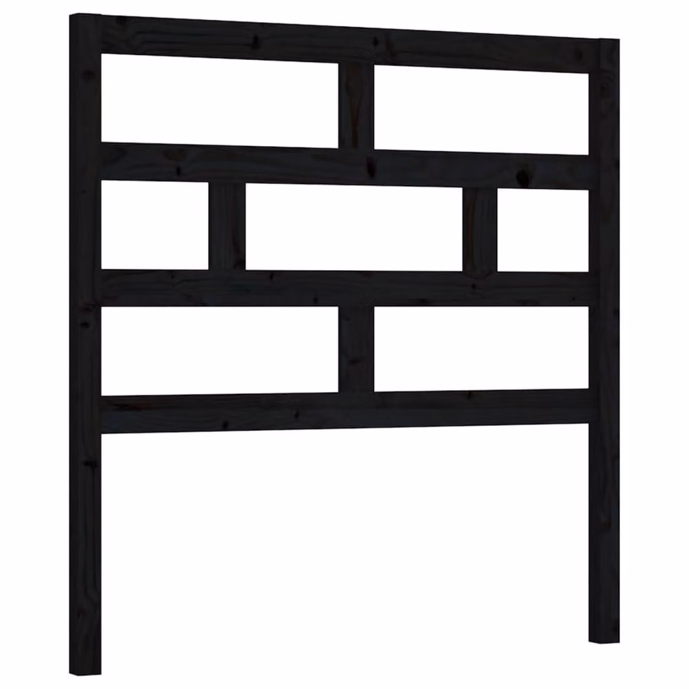 Berkfield Home Beautiful Black Solid Wood Pine Bed Headboard W/D/H: 81 x 4 x 100 cm – 2