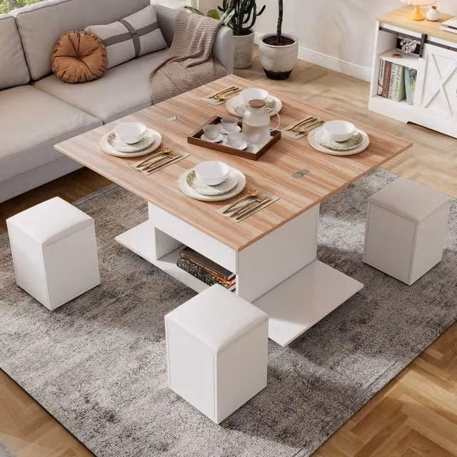 BTM Modern White Lift Up Coffee Table with Storage for your Living Room