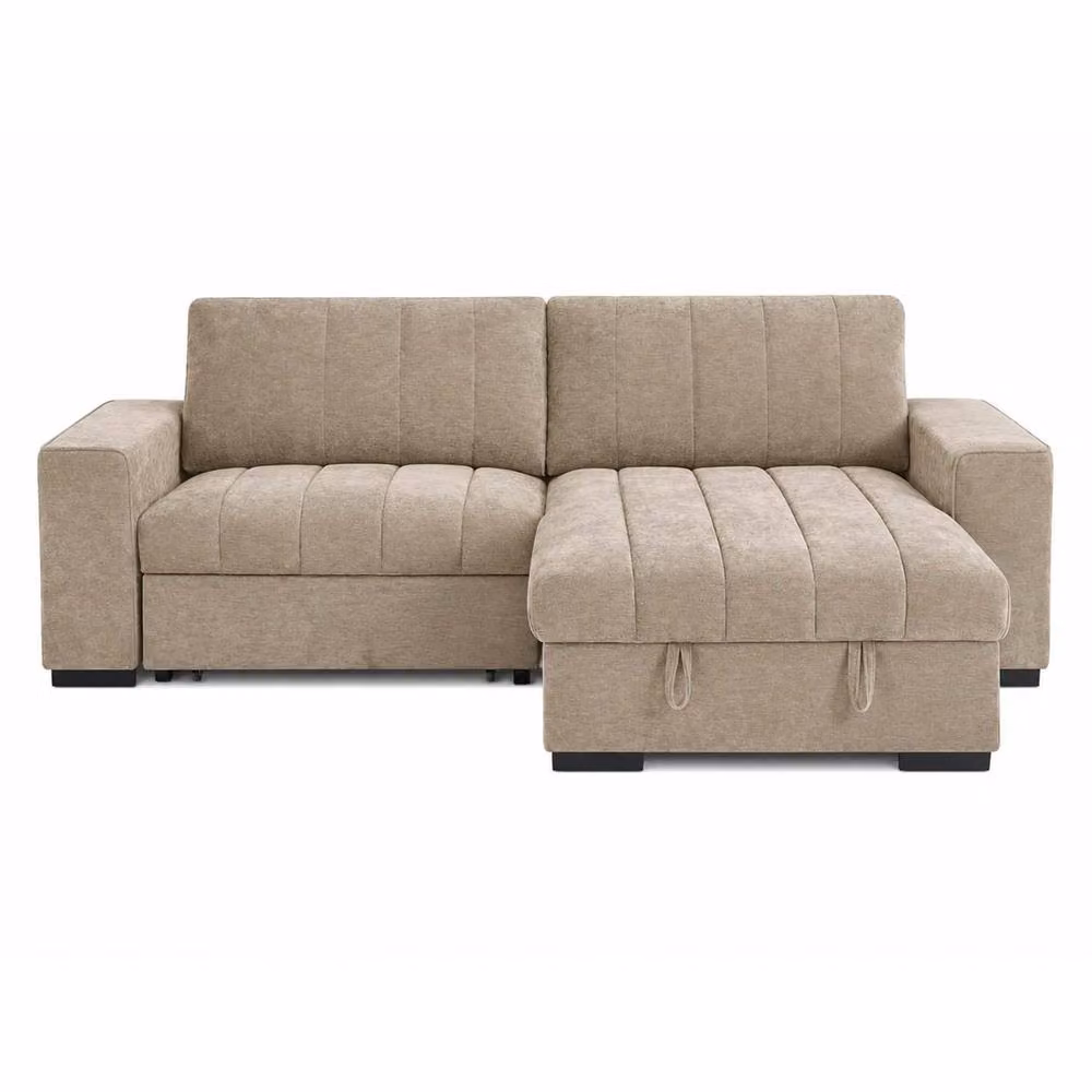 Furnishings For Less UK Frankie Beige Reversible Universal Corner Sofa Bed with Storage, USB Charging and Cupholders – 3