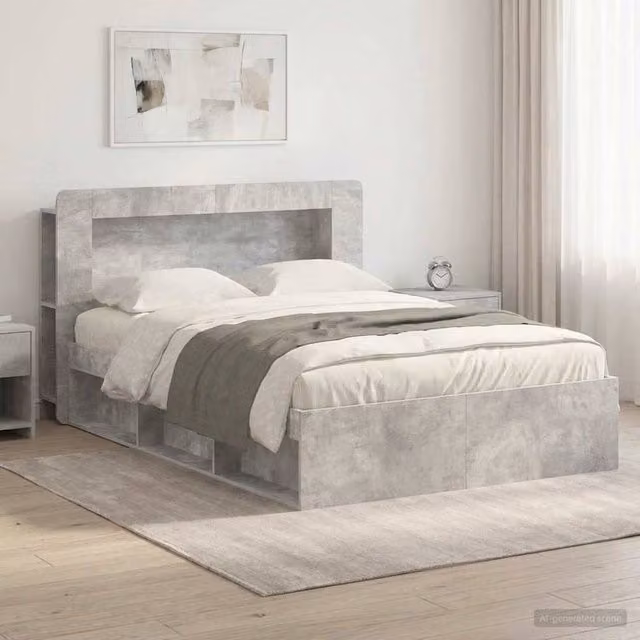 Berkfield Home Modern Upholstered Bed Frame with Drawers in Grey, W/D/H: 140 x 200 cm