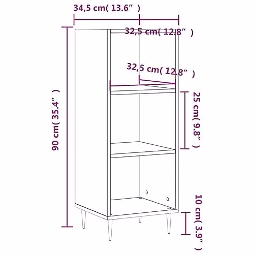 vidaXL Sideboard in Smoked Oak, Brown Engineered Wood, W/D/H: 34.5 x 32.5 x 90 cm – 2