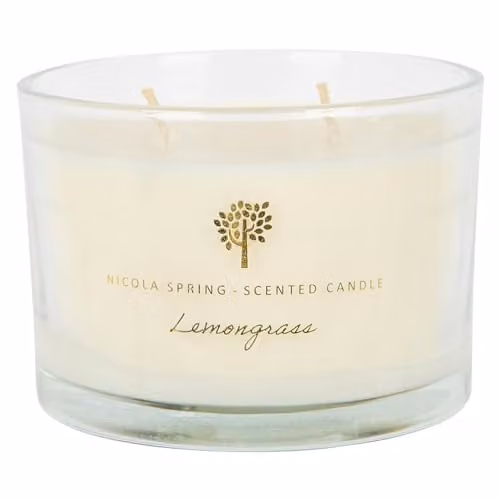 Nicola Spring Lemongrass Scented Soy Wax Candle, 350g, Transparent Jar – 1