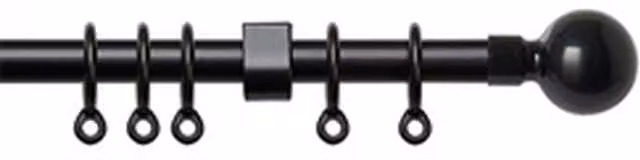 NewEdgeBlinds Black and Silver Ball Metal Curtain Pole Set, Length: 150 cm