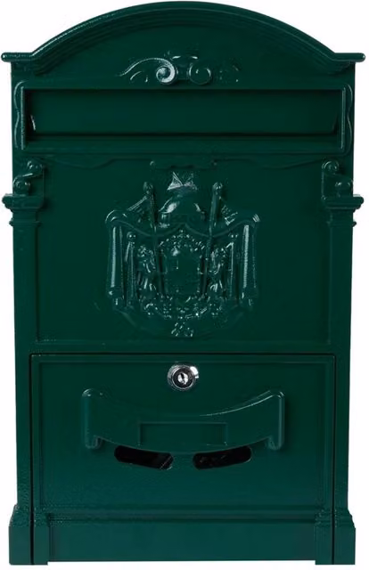 FLAVORA Lockable Wall Letter Post Box, Green, W: 41.0 cm, H: 25.0 cm, D: 7.5 cm – 1