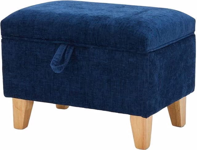 Lifeideas Minimalist Rectangular Upholstered Storage Ottoman in Blue