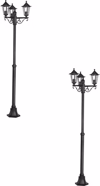 Loops 2 Pack Black Cast Aluminium IP44 Outdoor Bollard Garden Lights with E27 Bulb Holder