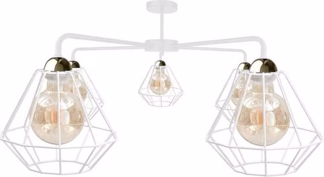 Netlighting Foskal White Semi Flush Ceiling Light, Diameter: 70 cm, 5x E27