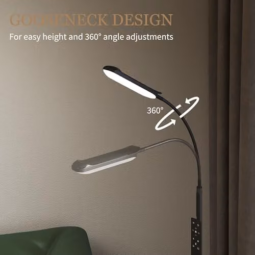 HOMCOM LED Floor Lamp in Black with Remote and Touch Control, Steplessly Dimmable and Height Adjustable – 5