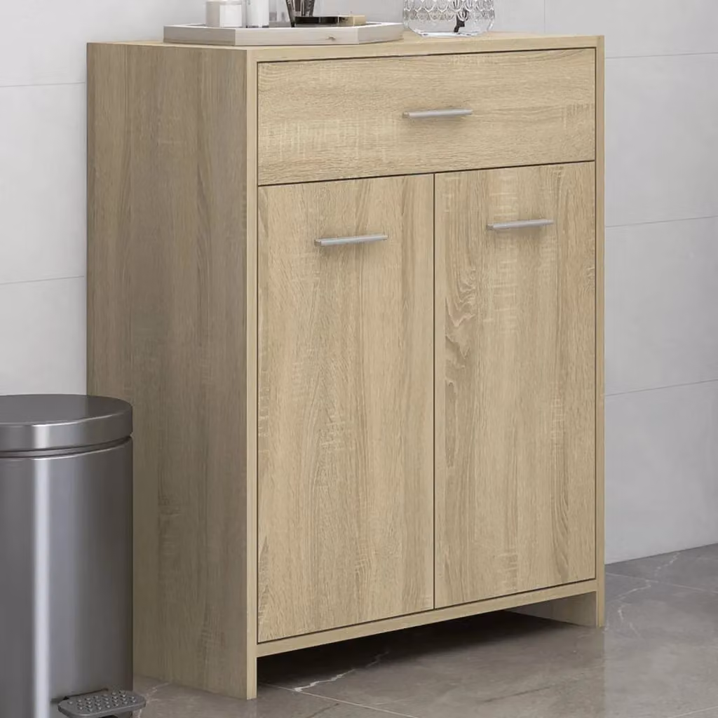 Berkfield Home Sonoma Oak Wall Mounted Bathroom Cabinet in Brown, W/D/H: 60 x 33 x 80 cm – 2