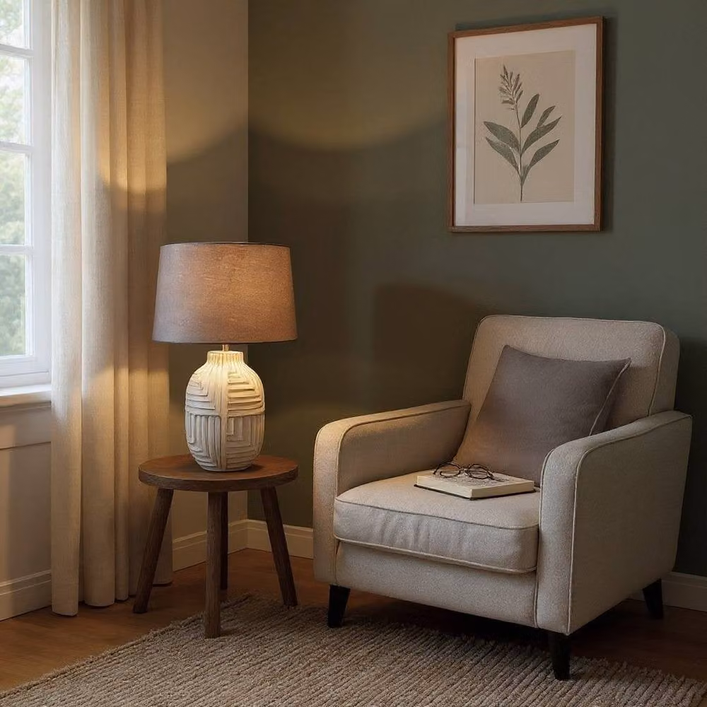 Minster Ceramic Table Lamp with Shade in Grey, W/D/H: 24 x 24 x 46 cm – 4
