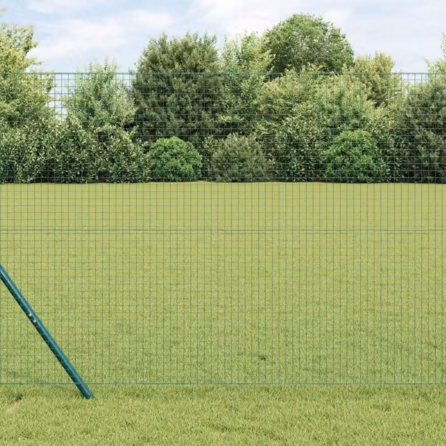 Berkfield Home Green Metal Wire Mesh Fence Post Set of 2, W: 10 m, H: 1 m